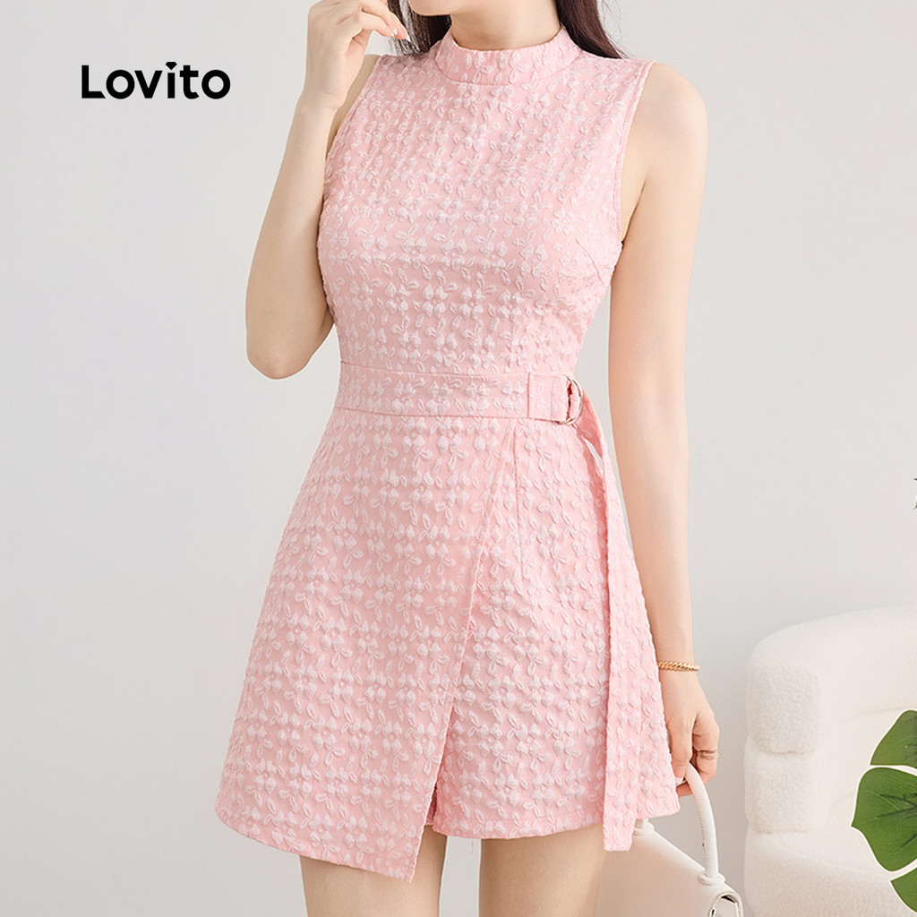 (New) Lovito Macacão Casual Assimétrico com Fivela de Metal Primavera/verão Cor de rosa para Mulheres L143ED190 em Oferta na Shopee