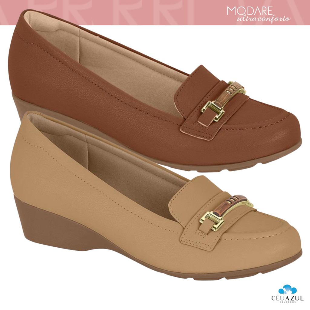 Sapato Mocassim Feminino Modare Salto Anabela Conforto Estilo Ortopédico em Oferta na Shopee