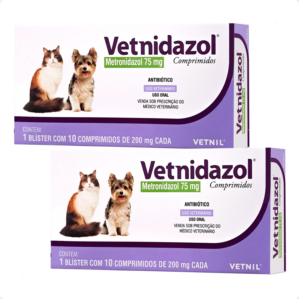 Kit 2 Vetnidazol 75mg Vetnil 10 Comprimidos - Para Cães e Gatos em Oferta na Shopee