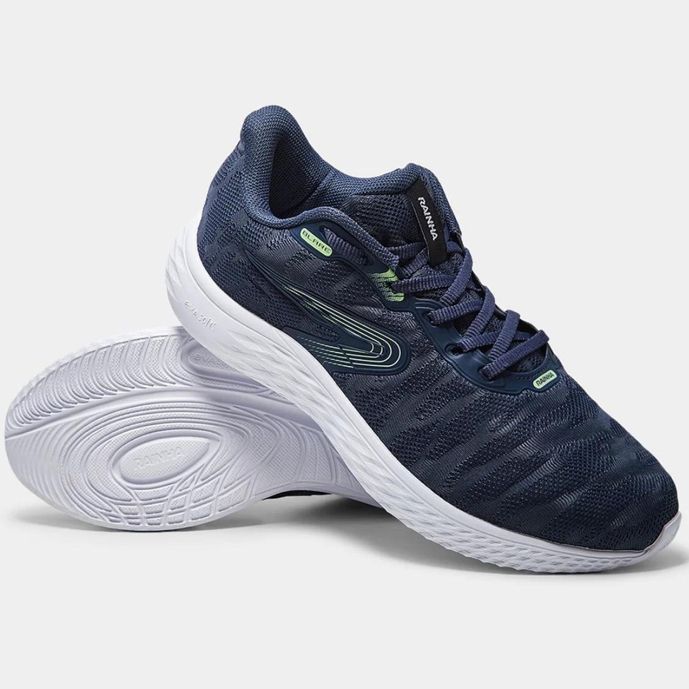 Tênis Rainha Blare Masculino - Azul Petróleo e Verde Limão em Oferta na Shopee