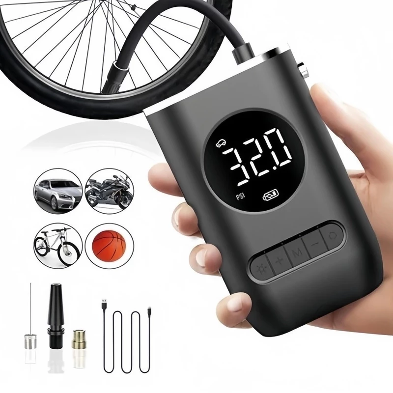 Mini Compressor de Ar Portátil Digital Recarregável USB para Pneu