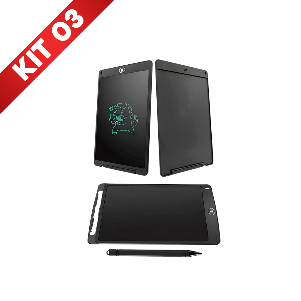 Kit 3 Lousa Mágica Infantil Tablet Digital Tela Lcd Escrever Desenhar 10 Polegada Menina Menino