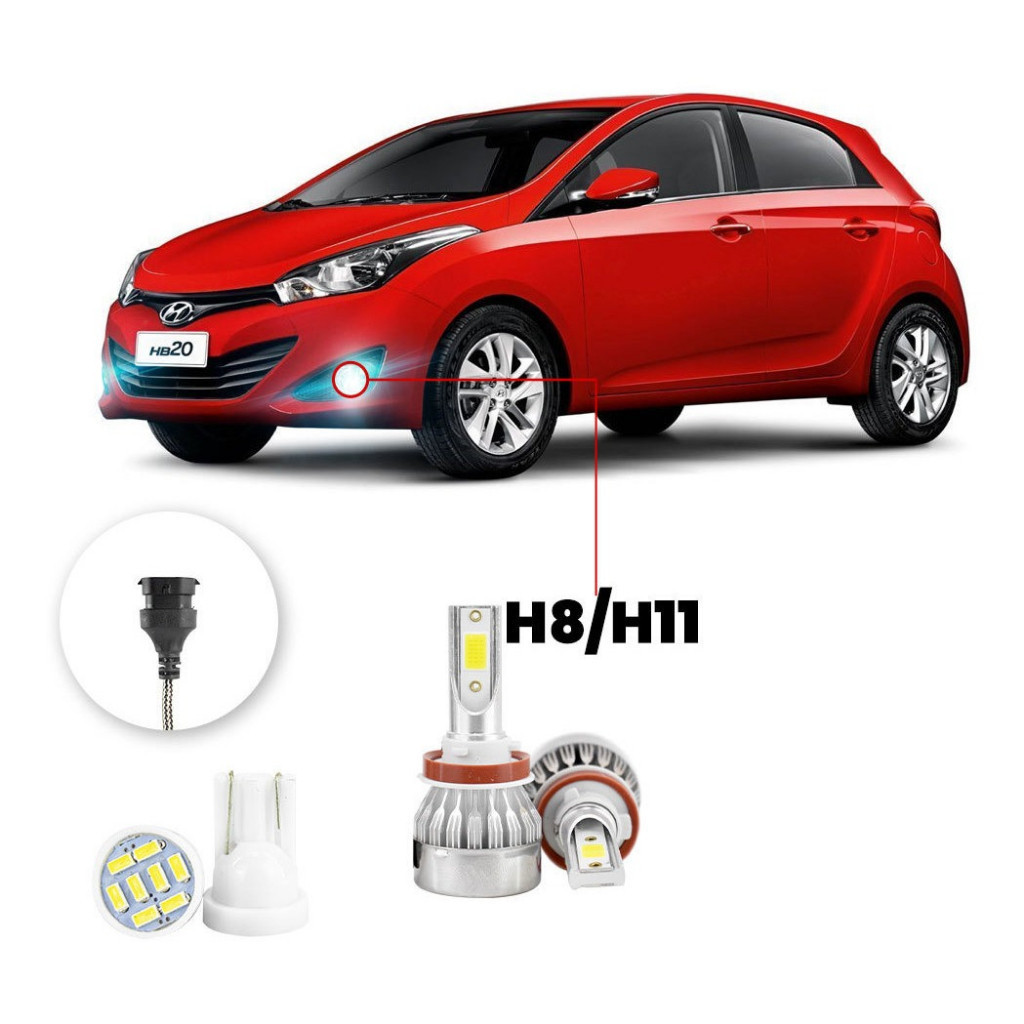 Lampada Farol Milha Led Hyundai Hb20 2012 A 2015 H8 20000lm em Oferta na Shopee