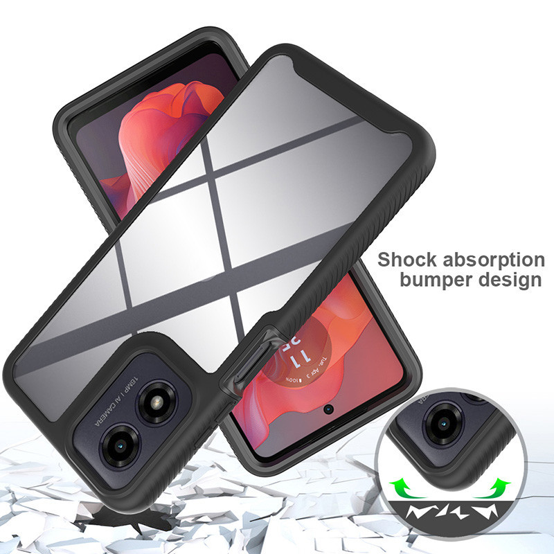 Para Motorola Moto G24 G04 G04s Corpo Inteiro Híbrido Resistente Dupla Camada Transparente À Prova De Choque Capa Protet