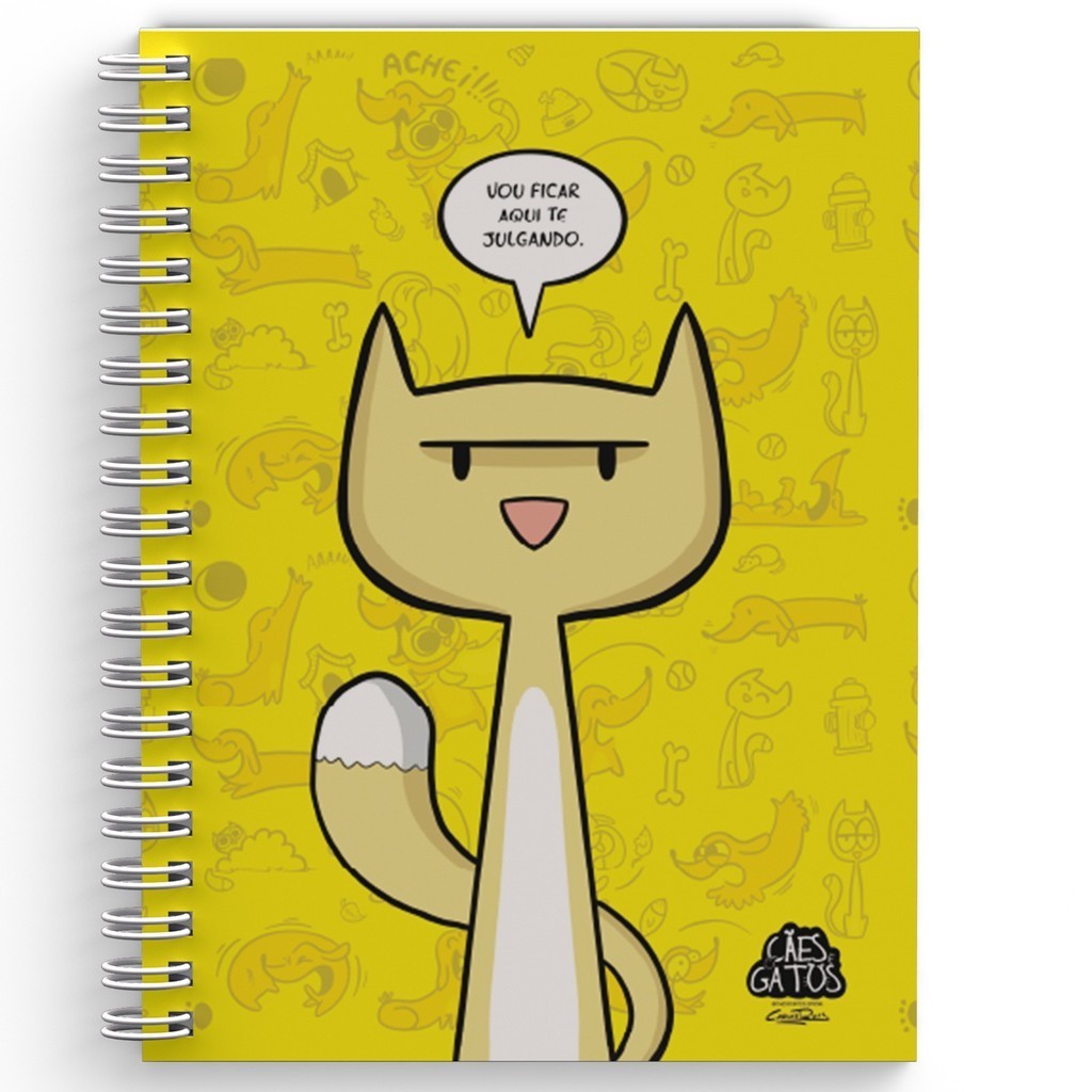 Caderno Pautado A5 Capa Dura 80 Folhas - Vou Ficar te Julgando - Cães e Gatos