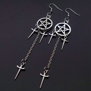 Novo Brinco Pentagrama Pingente Gancho Longo Para Mulher Brincos Geometria Cruz Gótica Jóias em Oferta na Shopee