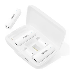 Microfone Lapela Boya Link 3 em 1 Usb C 3.5mm Ios Branco