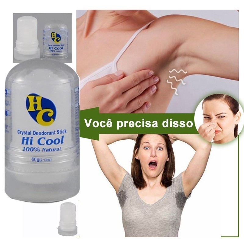 Pedra De Cristal De Sal Desodorante Natural 60g Unissex Hi Cool em Oferta na Shopee