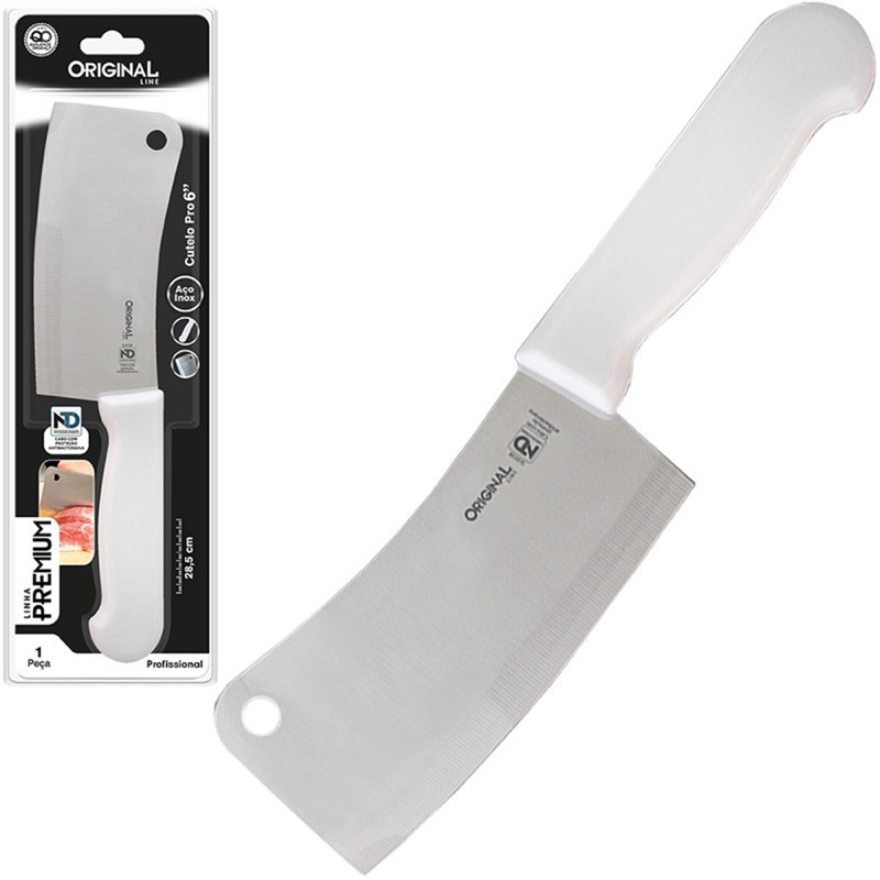 CUTELO Profissional Machadinha Açougueiro Corta Osso Facão Faca Cor Branco Original