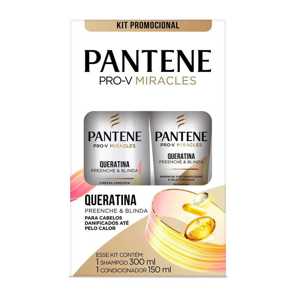 Kit Pantene PRO-V Miracles Shampoo Queratina 300ml + Condicionador Queratina 150ml Pantene