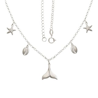 Colar Feminino de Prata 925 Rabo de Sereia com Estrela do Mar e Búzio em Oferta na Shopee
