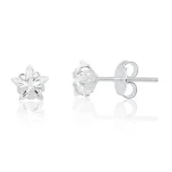 Brincos prata 925 estrela zircônia 6mm