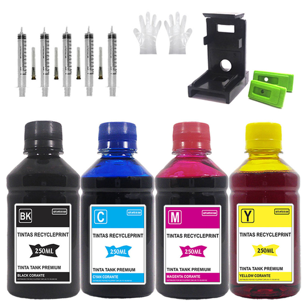 Kit tinta Recarga Cartucho impressora Compatível HP 1000 2050 3050 122 122xl