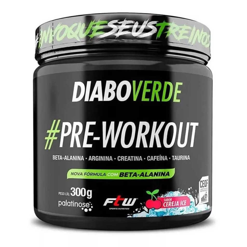 Diabo Verde Cereja Ice Pre-Workout Nova Fórmula Ftw 300g