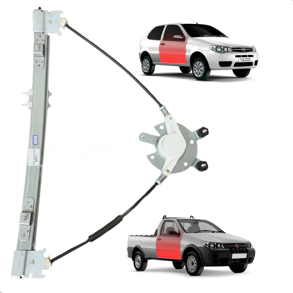 Maquina De Vidro Eletrico Lado Direito Fiat Strada Palio 2 Portas P/ Motor Mabuchi Anos 2000Ate2020 em Oferta na Shopee