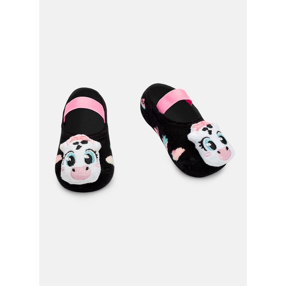 Meia Sapatilha Antiderrapante com LED Bebê Menina Vaca - Puket em Oferta na Shopee