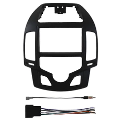 Kit Moldura Painel 7 Pol I-30 Ar Digital 2008 2009 2010 2011 2012 2 Din Preto Chicote Som Plug Antena