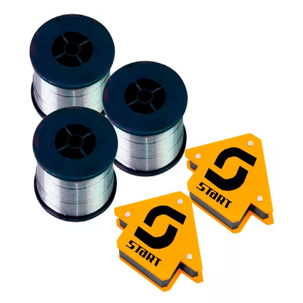 Arame Solda Mig Uso Sem Gás 0.8mm 3 Rolos + Equadros em Oferta na Shopee