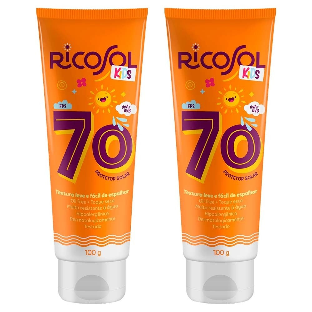 Kit 2 und Ricosol Protetor Solar Kids FPS 70 - 100 G