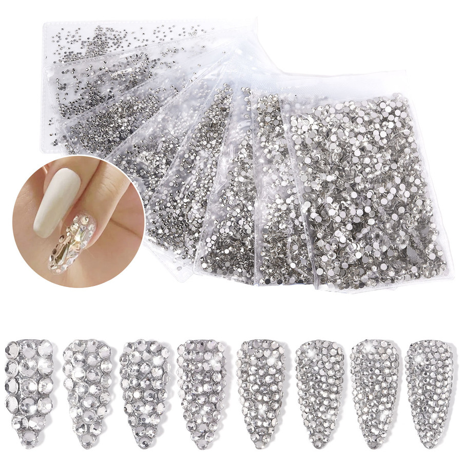 kit 1440 pcs strass para unha(1.6MM) pedrarias de unhas  decoração para unha Broca transparente Broca