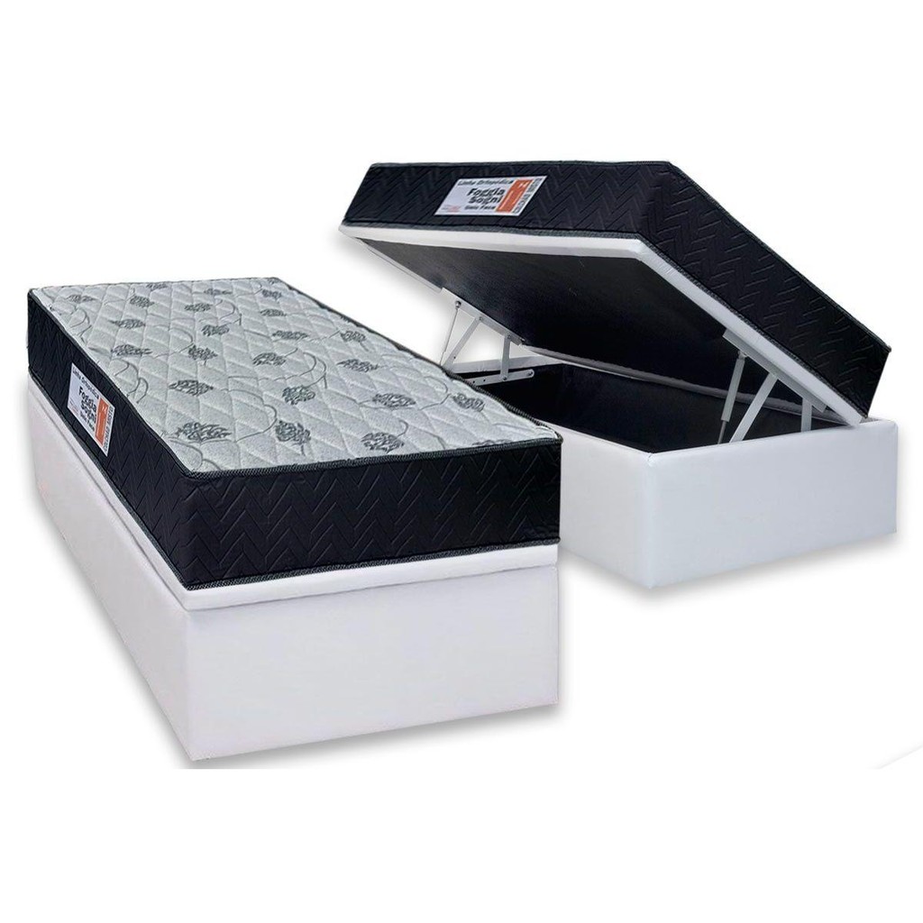 Cama Box Baú Solteiro: Colchão Ortopédico Orthoflex Foggia Sogni Unic Face + Base CRC Courano White(88x188) em Oferta na Shopee