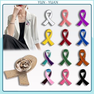 [YUNYUAN] Propaganda 12 color Broche De Fita Colorida Laço Rosa Anti-Câncer De Mama Violência Micro Capítulo