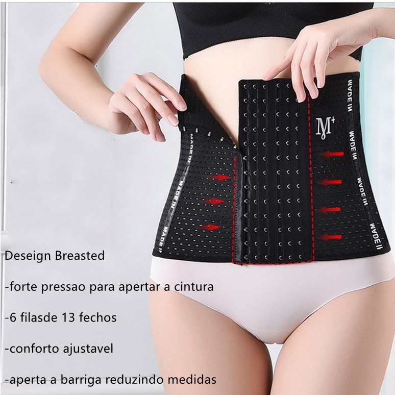 Cinta Modeladora com 6 Ajustes Queima De Gordura CRT M6 Redutora de Medidas Afina Cintura Fitness em Oferta na Shopee
