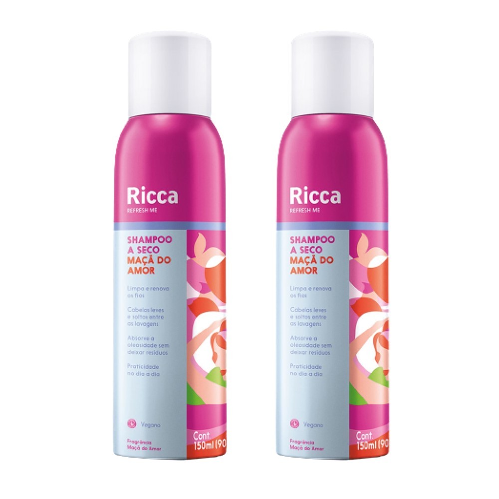 Kit 2 Shampoo a Seco Maçã do Amor Antioleosidade Ricca 150ml