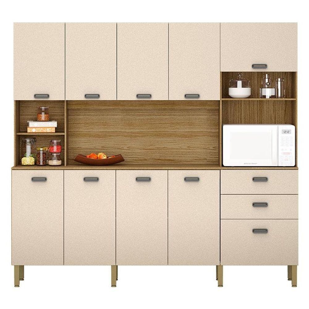 Cozinha Intense 10 Portas E 2 Gavetas Freijó Vanilla - Kits Paraná
