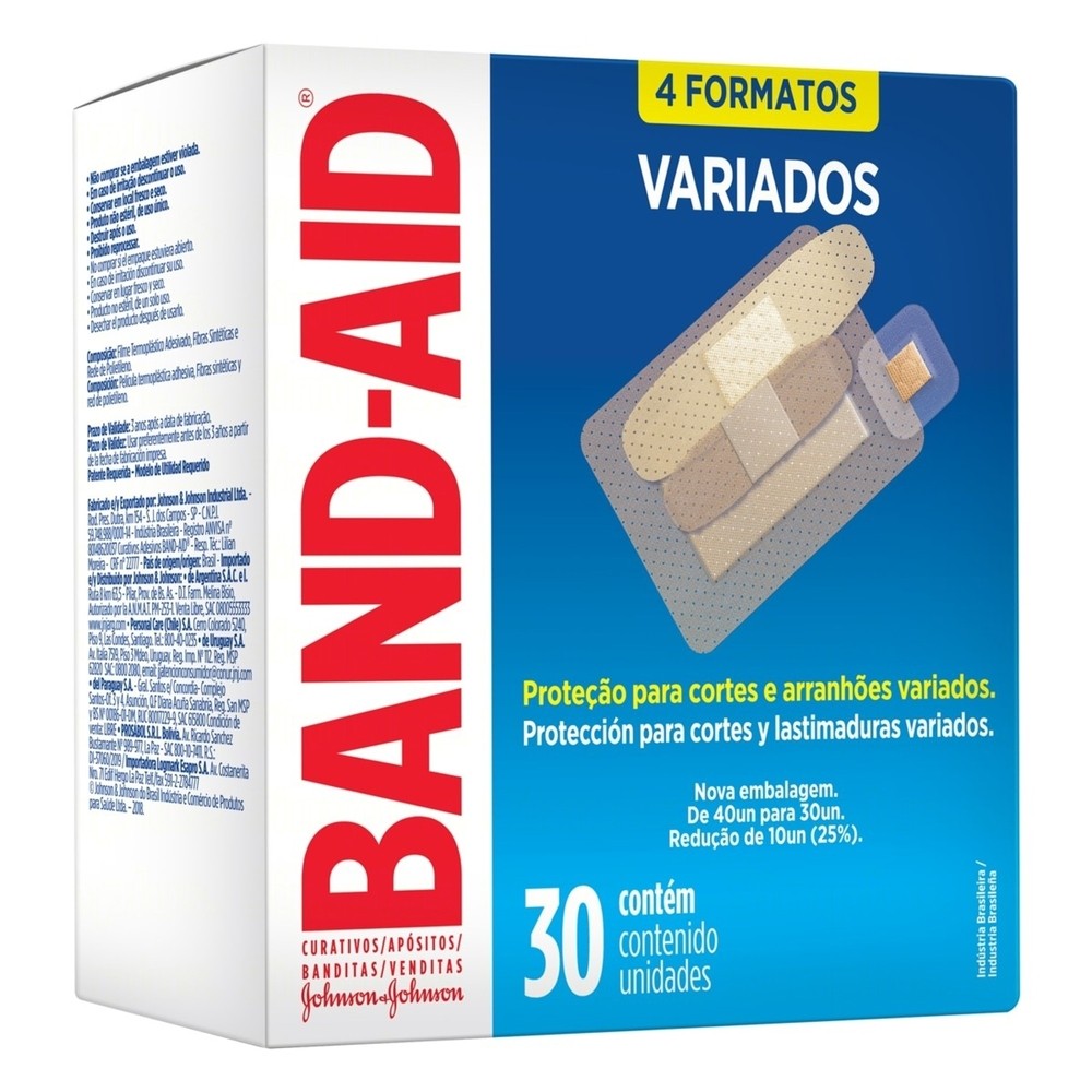 Curativo Band-Aid Variados 4 Formatos 30 Unidades em Oferta na Shopee