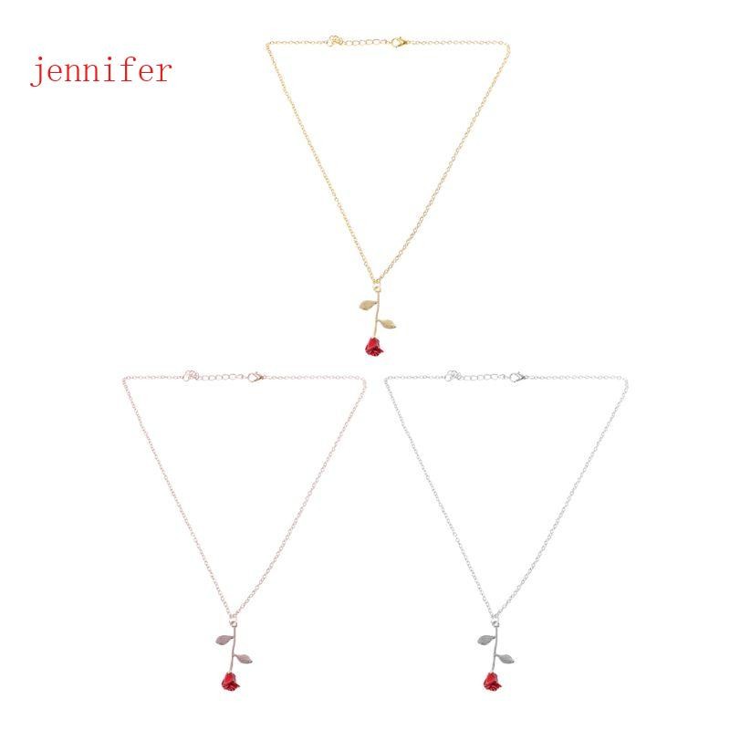 jennifer Vintage Beauty and Beast Golden Filled Necklace Jóias Decoração 3D Red Rose Pendant Festa Favorita Fem