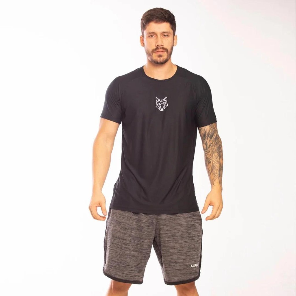 Camiseta Masculina Dry Esportiva Academia Lobo Alpha em Oferta na Shopee