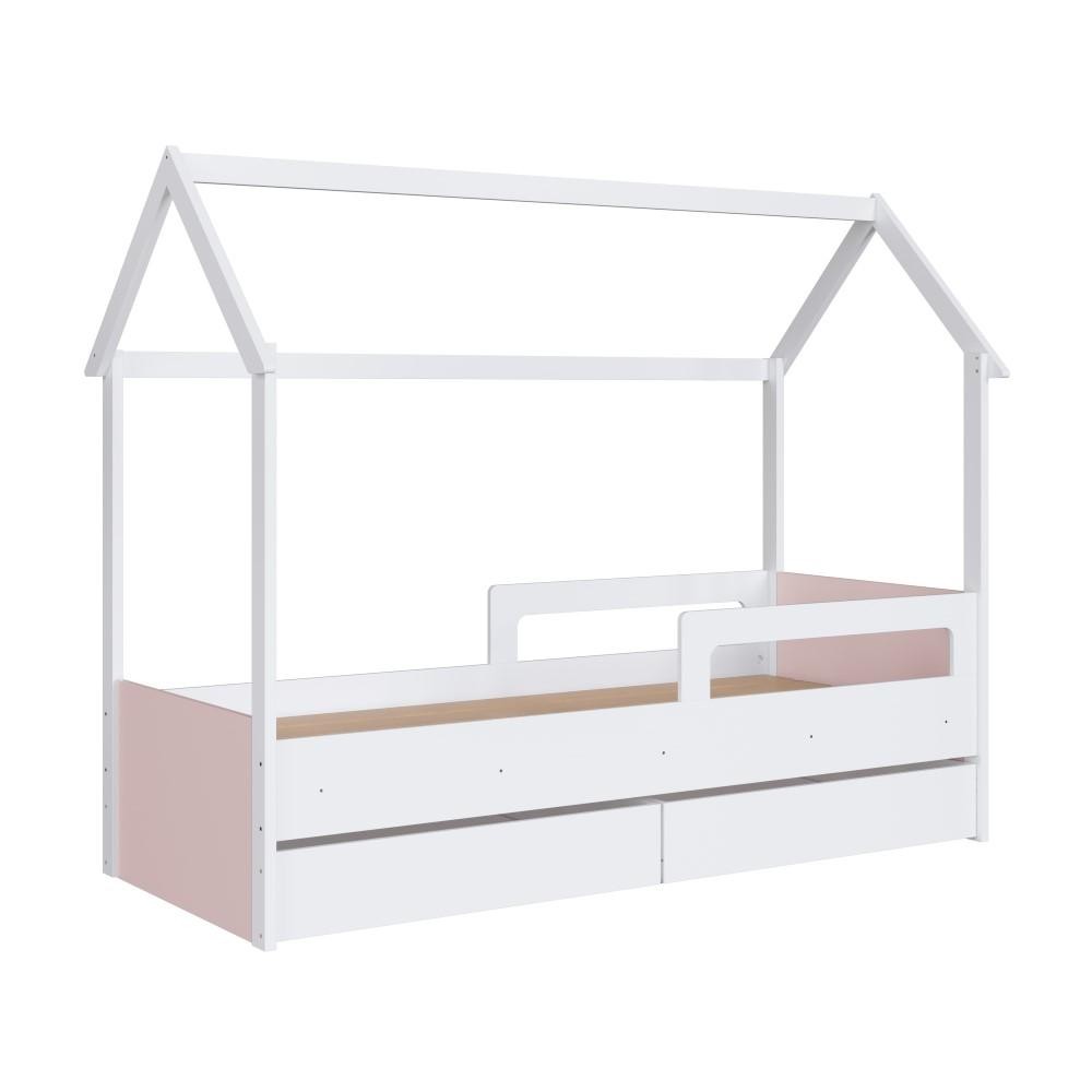 Cama Infantil Montessoriana Completa Móveis Branca e Rosa