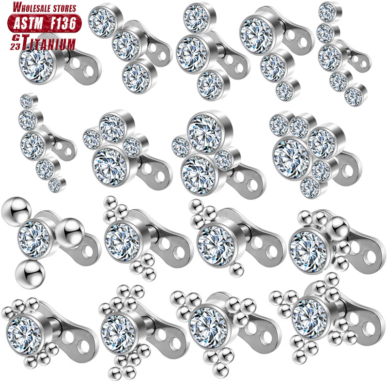 F136 Âncora Dermal De Cristal De Titânio Para Hélice Mulheres De Unhas Enterradas Rhinestone Surface Piercing Hiden Skin Diver BodyJewelry em Oferta na Shopee