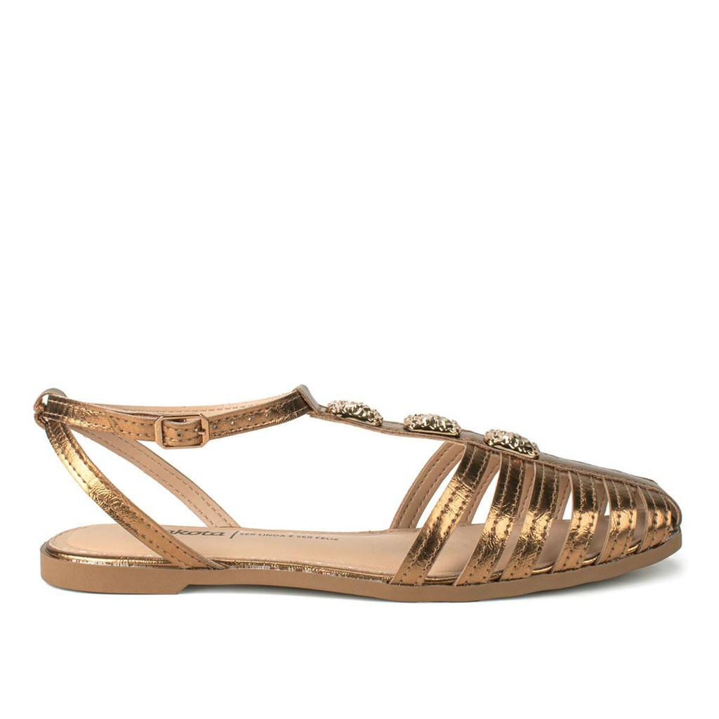 Sandália Dakota Rasteira Metalizada Y8461 - Women Shoes