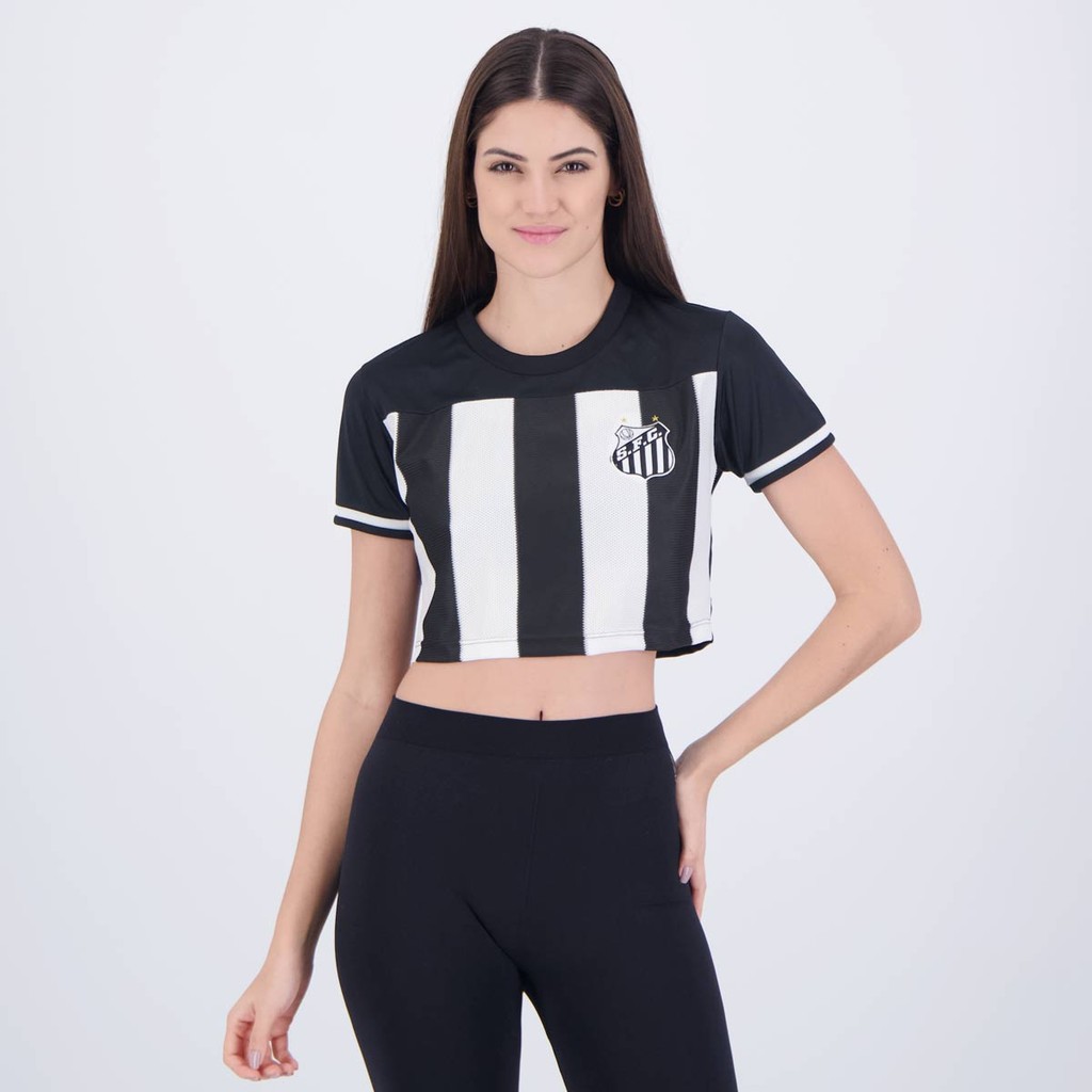 Cropped Santos Brisk Feminino Branco e Preto em Oferta na Shopee