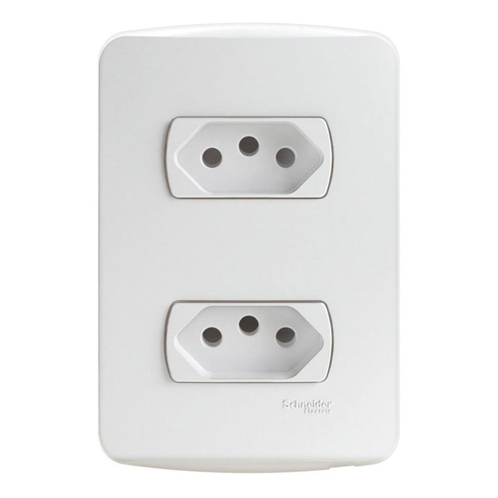 Tomada Dupla 20a 2P+T com Placa Branco Miluz Schneider