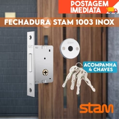 Fechadura 1001 Stam Externa Inox Cromada - Acompanha 4 chaves
