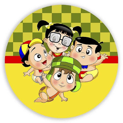 NOVO Painel Festa Infantil Redondo Chaves e seus Amigos Cute Fundo Xadrez + arco plástico de alta densidade medindo 78cm de diâmetro. O melhor custo x benefício do Brasil.  Lona com impressão digital de alta qualidade. fixação da lon