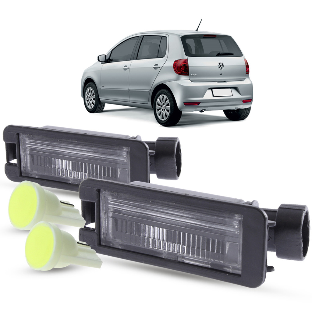 Par de Lanterna Luz de Placa + Soquete e LED Volkswagen Fox 2003 a 2014 Gol G4 2005 a 2014