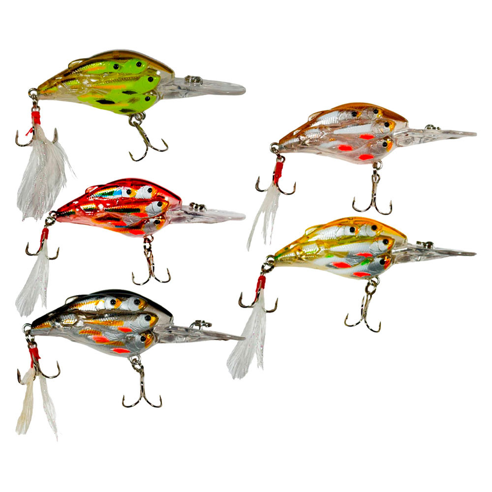 Kit 5un Isca Artificial Pesca Deyu 3D Minnow Cardume 8cm 9g