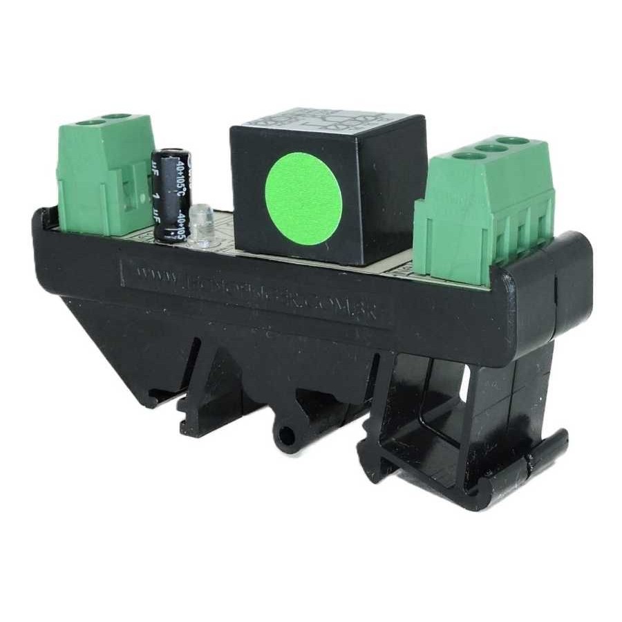 RELE ACOPLADOR INTERFACE BORNE SIMPLES 24VDC/AC 15A PAINEL AUTOMAÇÃO CONTATO REVERSÍVEL TRILHO DIN