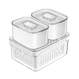 Kit 3 Organizadores de Geladeira Com Cestos Frutas Verduras Legumes Conserva Alimento Ou