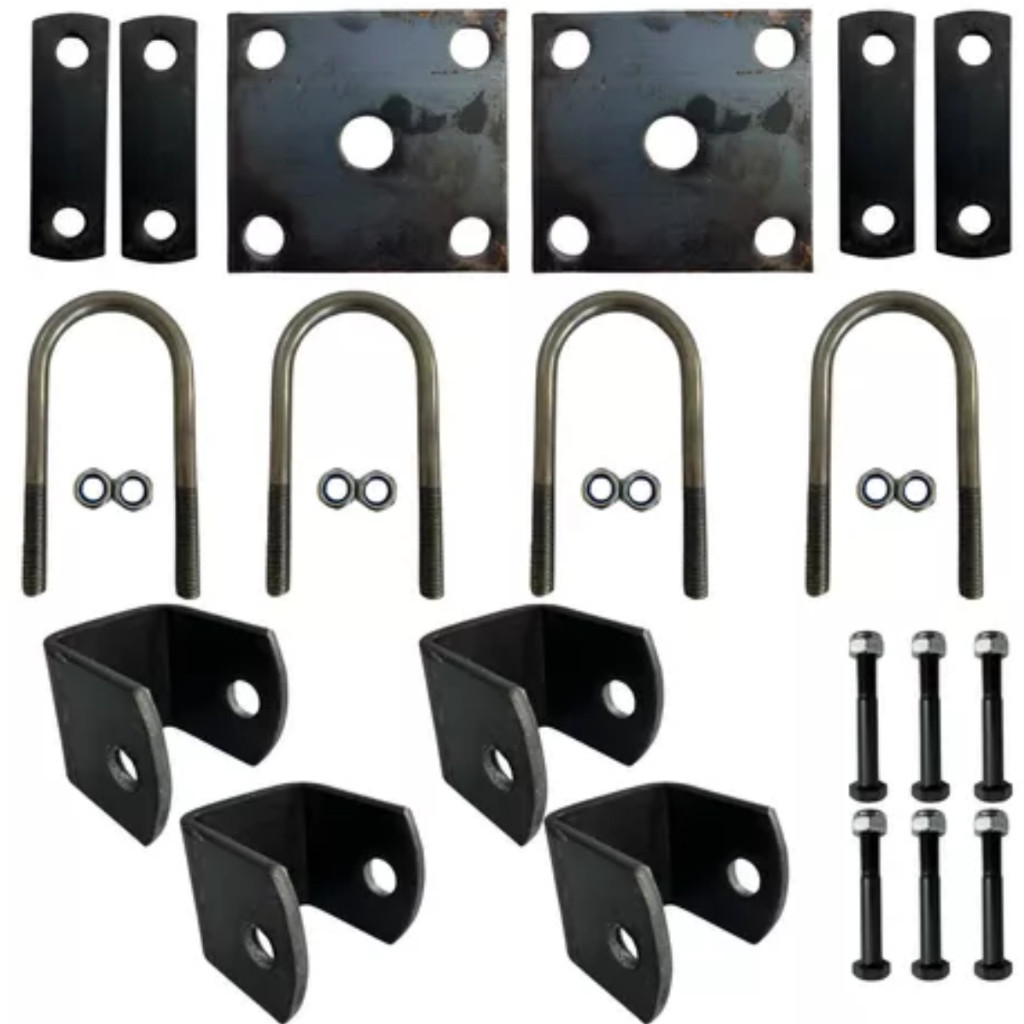 Kit Jumelo 1 Eixo Carretinha Chapa Grampo Parafuso Suporte U