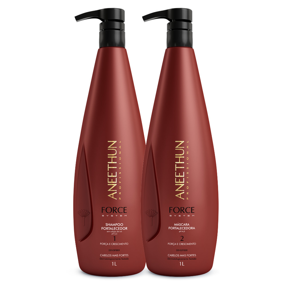 Kit Force Shampoo + Mascara Litro Profissional Fortalecimento E Crescimento Original - Aneethun em Oferta na Shopee