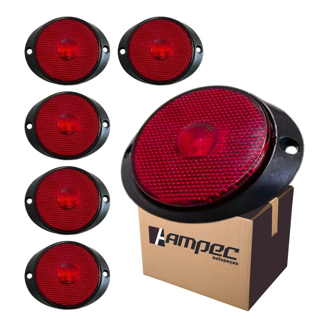 Kit 6 Lanterna Lateral LED Para Carreta Caminhão Trailer Reboque Com Suporte Frontal Vermelho P 65mm em Oferta na Shopee