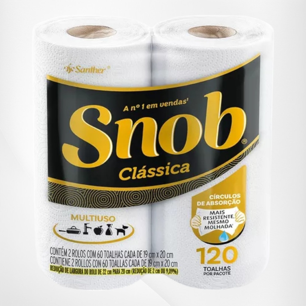 Papel Toalha Snob Pacote com 2 Rolos - 120 toalhas Limpeza Tattoo