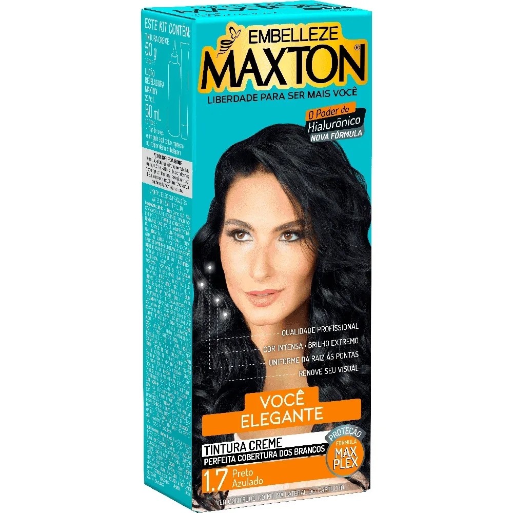 Kit Tintura Maxton Creme Preto Azulado Nº 1.7 em Oferta na Shopee