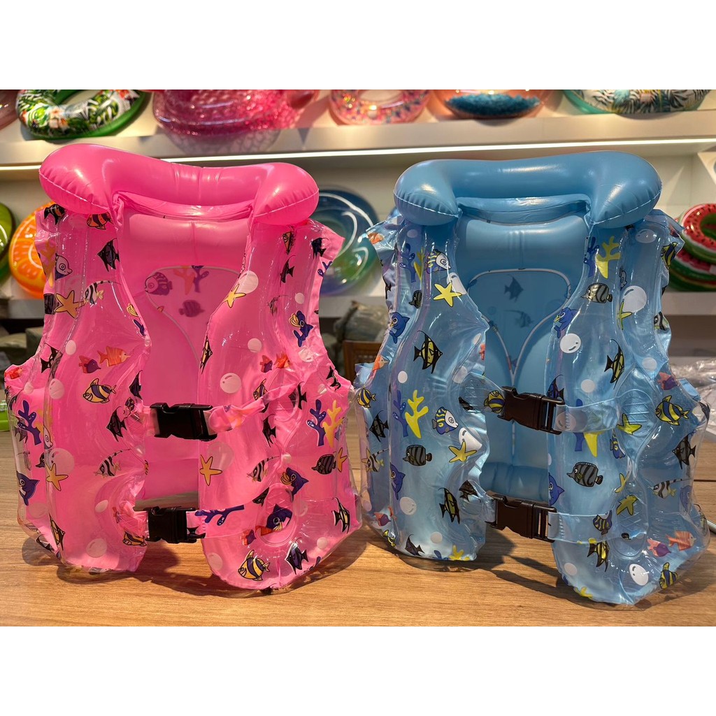 Colete De Natação infantil Liso e Com Estampa, Terno Inflável Praia/Piscina Diversão