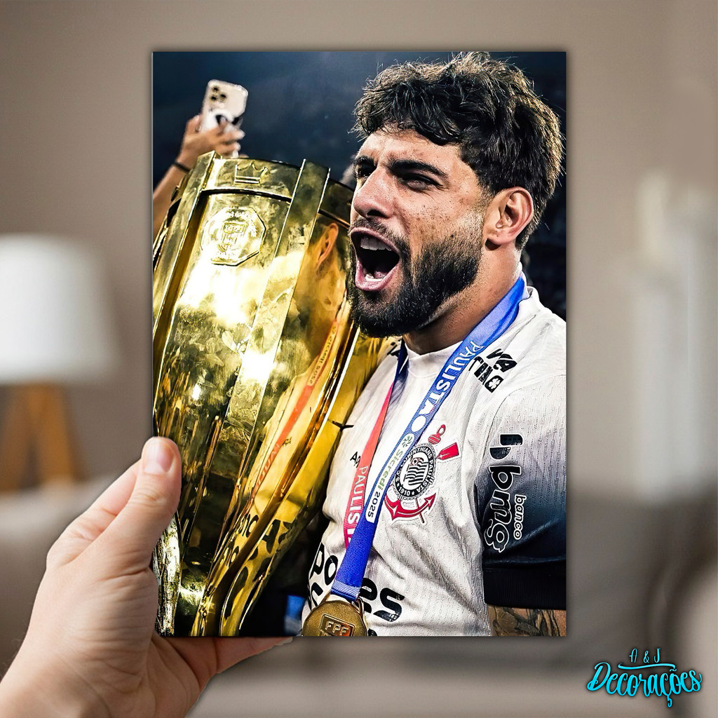 Placas Decorativas Quadros Yuri Alberto 01 a 06 - Futebol Atacante Camisa 9 Brasileiro Timão